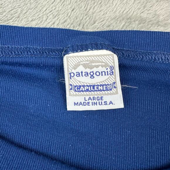 Vintage Patagonia Size L Blue Made in USA Capilene Long Sleeve Under Shirt - Picture 3 of 7
